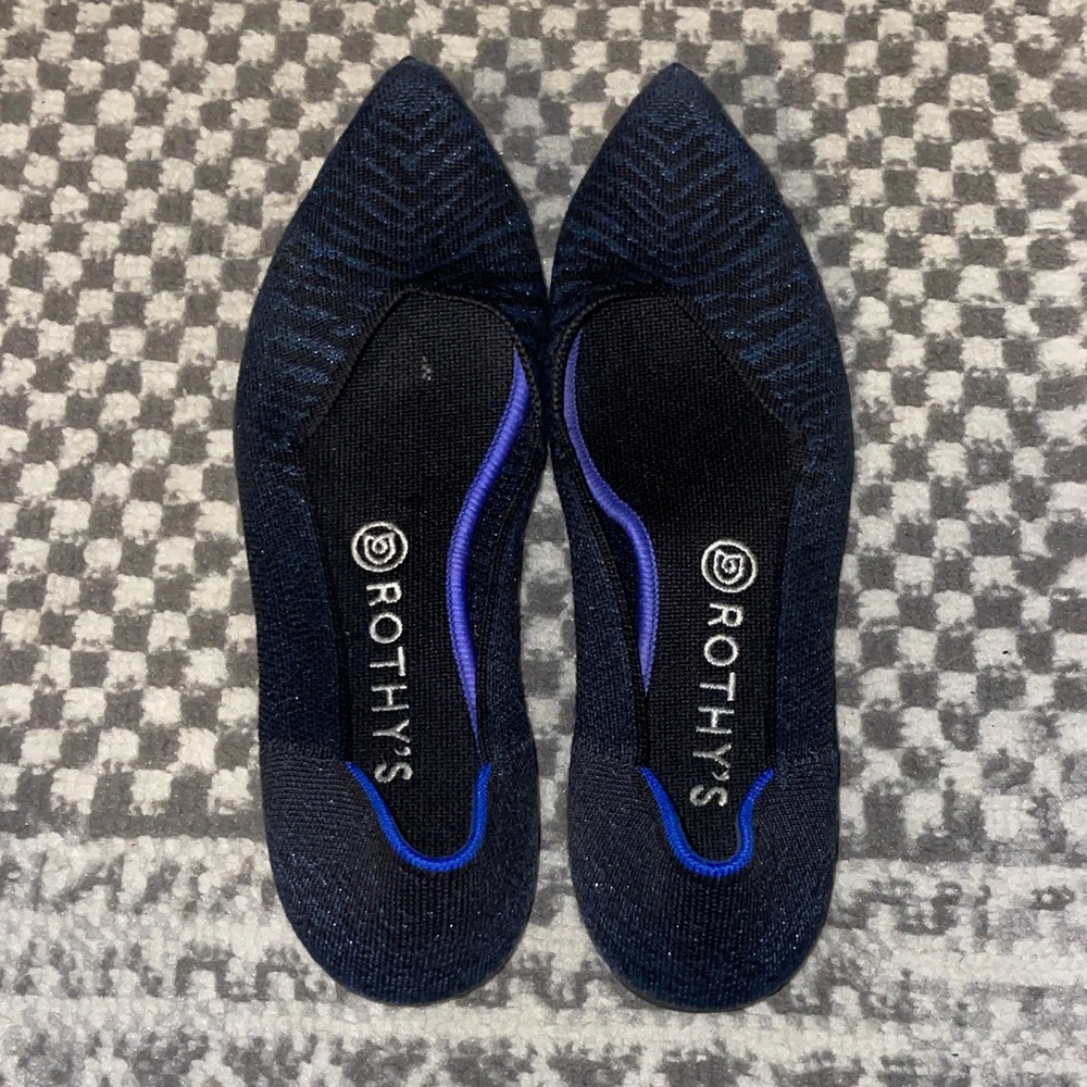 Rothy's Black and Blue Sparkly Women's Flats